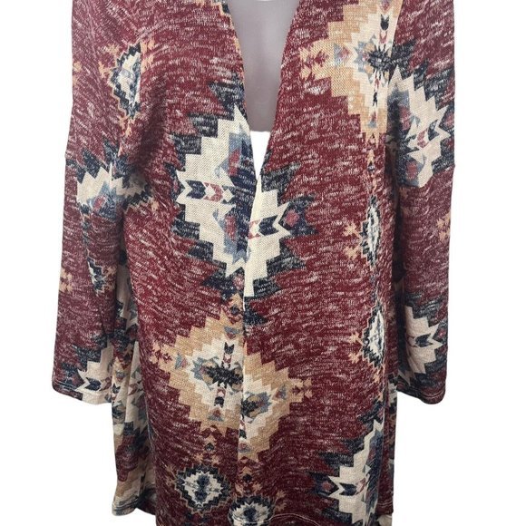 Jody California Open Front Lightweight Cardigan USA Women’s Size Large Aztec - Picture 7 of 8